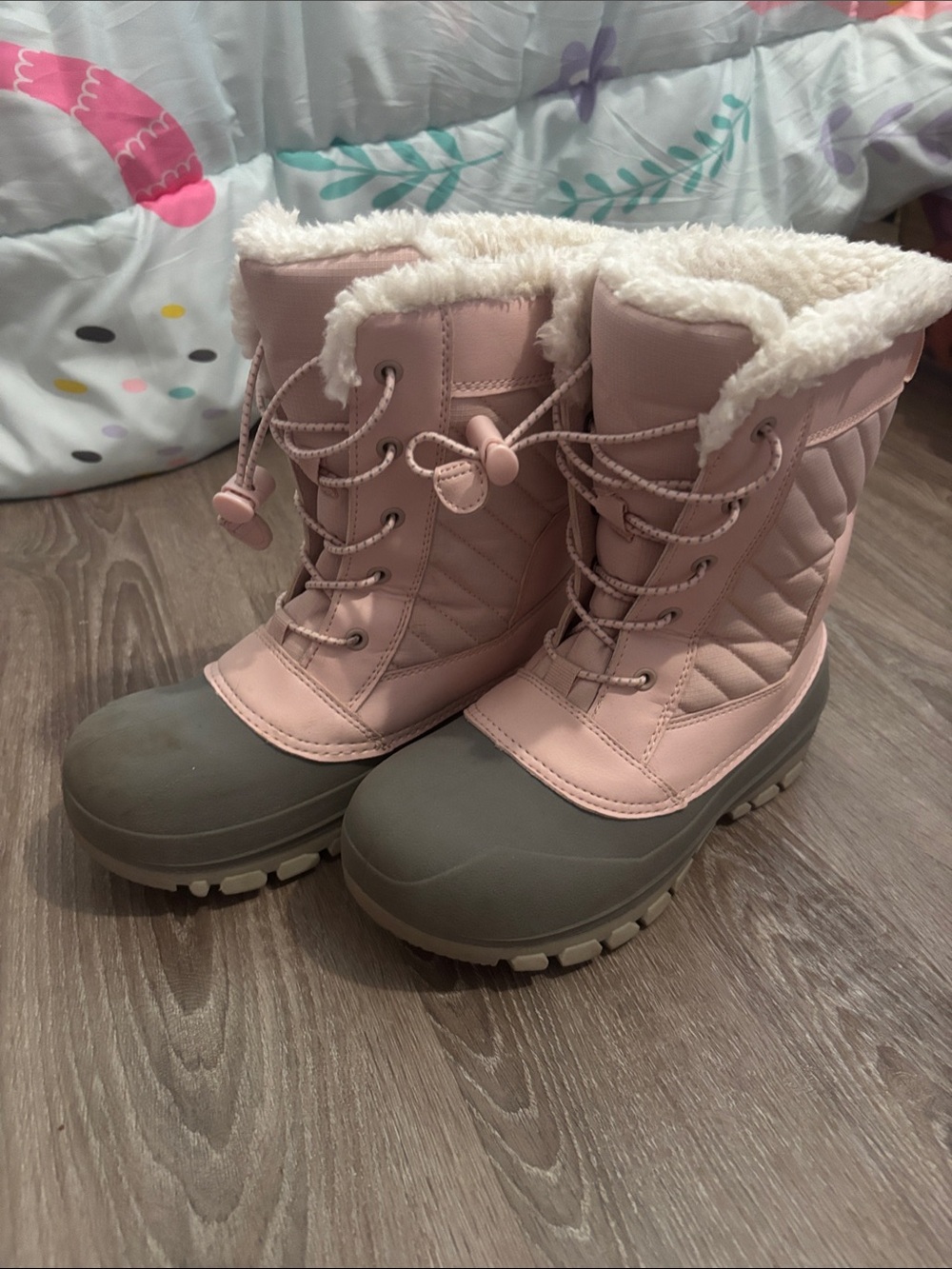 all in motion Pink and Gray Kids Insulated Snow Boots